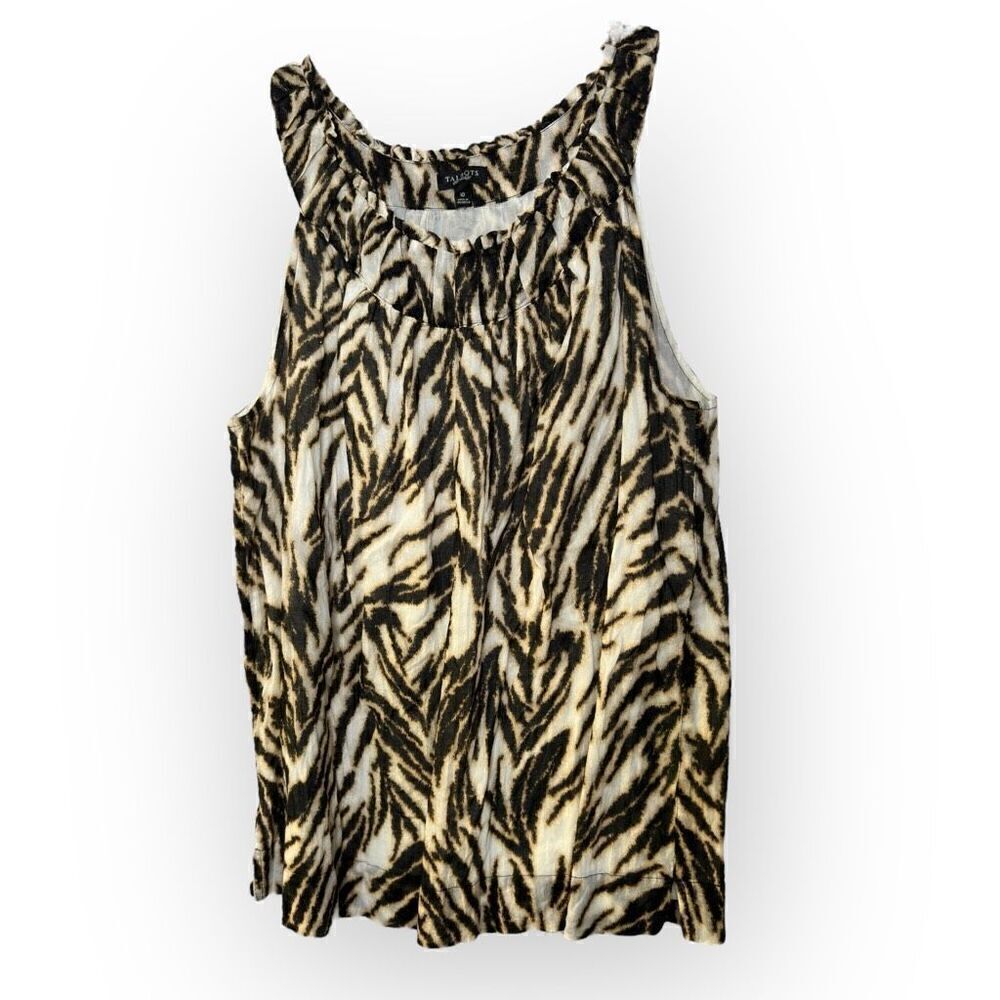 Talbots womens Size 10 lined animal print sleeveless blouse